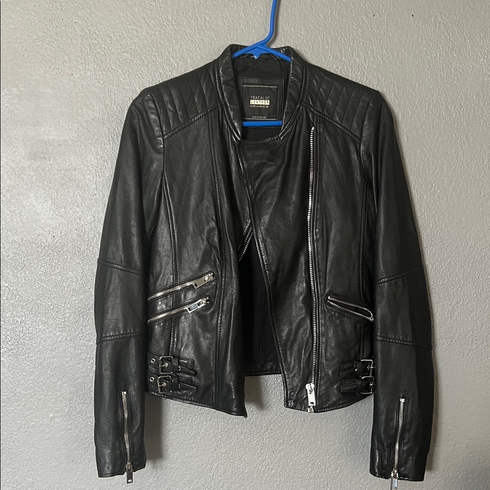 Zara Black Leather Moto Jacket